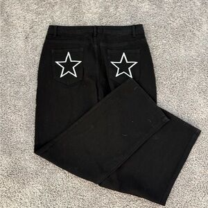 SHEIN Black High Rise Jeans with Star Detail